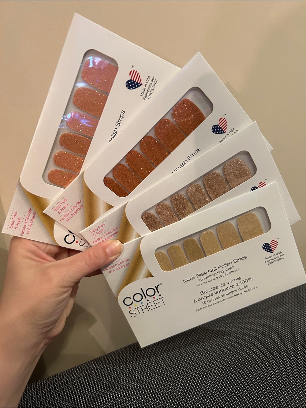 NWT Color Street Nails Glitter Bronze & Gold Sets